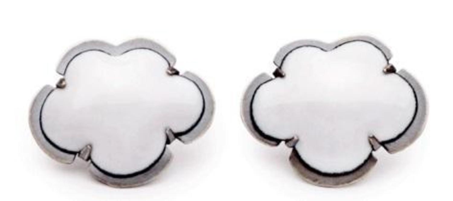 Crowder - Earrings - Tiny Enamel Cloud Post - Color - White