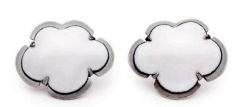 Crowder - Earrings - Tiny Enamel Cloud Post - Color - White