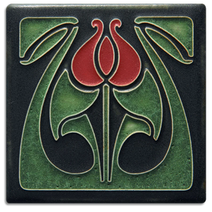 Motawi Tileworks - 4"x4" Tile - Tulip Bud (Red)