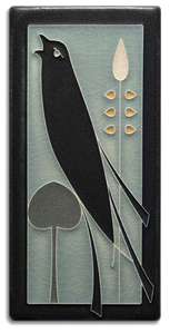 Motawi Tileworks - 4"x 8" Tall Tile - Left Facing Songbird (Grey/Blue)