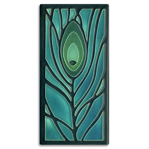 Motawi Tileworks - 4"x 8" Tile - 'Peacock Feather' (Dark Ocean) #4889