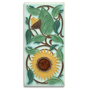 Motawi Tileworks - 4"x8" Tall Tile - Sunflower (Light Blue) #4892
