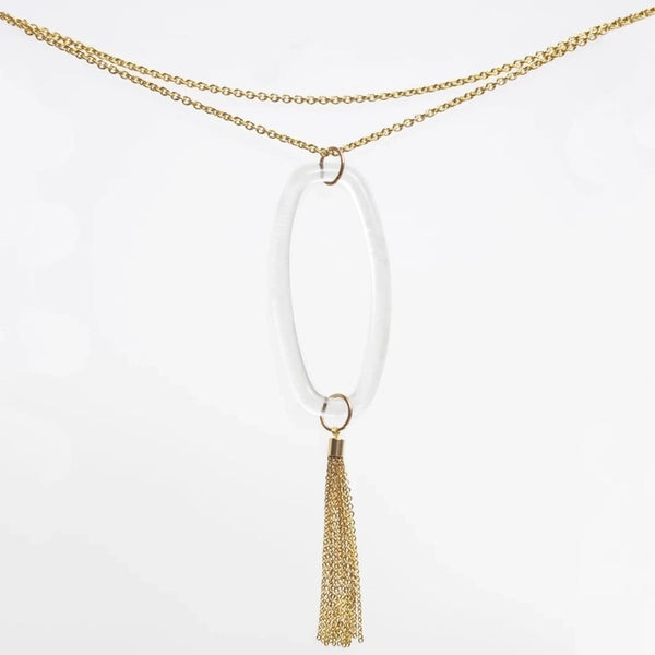 Smart Glass Recycled Jewelry - Necklace - Boutique Long Tassel - (G3022)