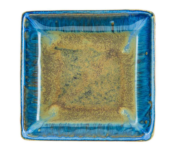 Blanket Creek Pottery - Medium Square Plate (Amber Blue)