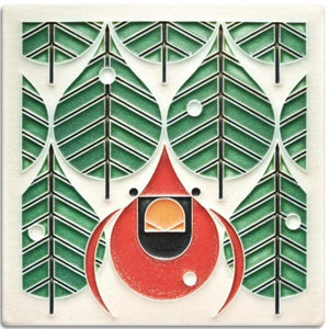 Motawi Tileworks - Coniferous Cardinal 6x6 Tile