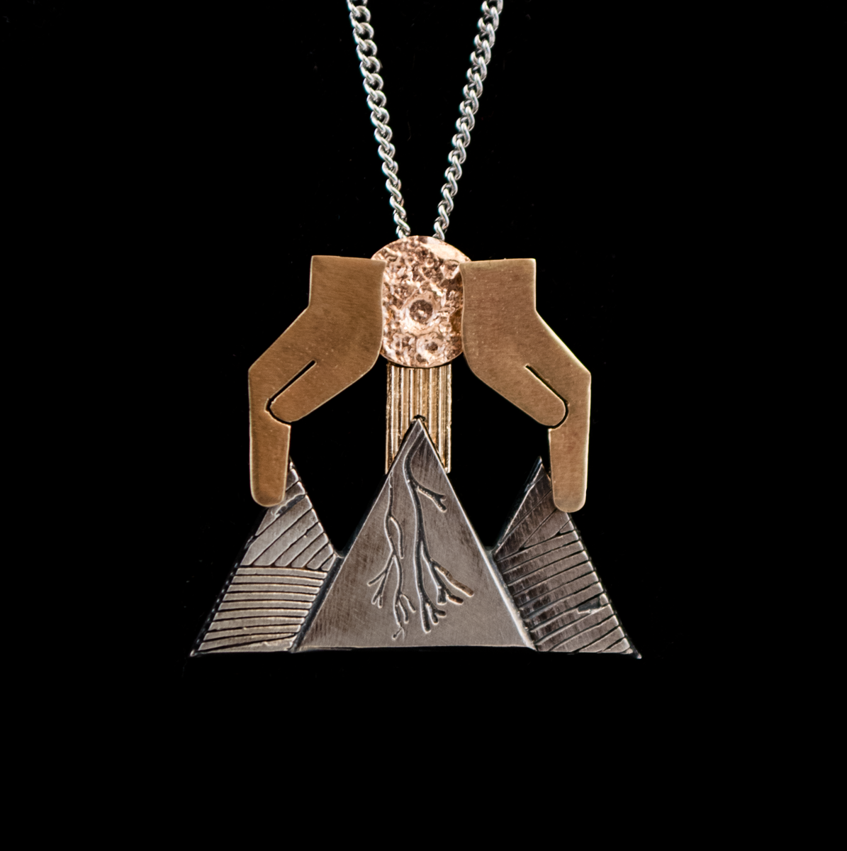 C. J. Calhoun - Necklace - Dawn - Oxidized Silver/10 Karat Yellow Gold/14 Karat Rose Gold