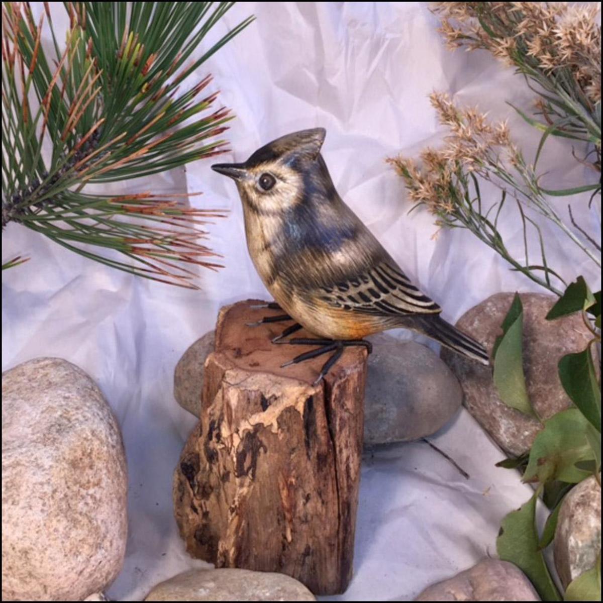 Blue Frogs - Bird Sculpture (Tufted Titmouse)