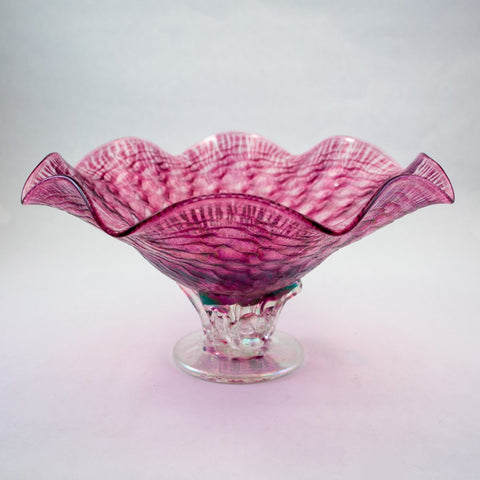 Callahan Mountain - Pedestal Bowl (Salmon Quilt)
