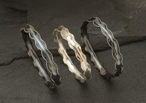 Char Z Silver Jewelry - Skinny Ruffle Bangle - Patina Anticlastic SS (Small)