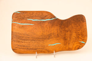 Treestump Woodcraft - Mini Board Natural Edge with Kingman Mine Turquoise Inlay - 300T-W