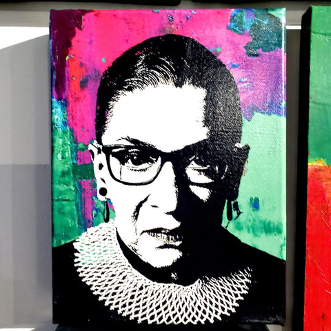 Van Leeuwen - Mixed Media Wall Hanging - Ruth Bader Ginsburg (6" x 8")