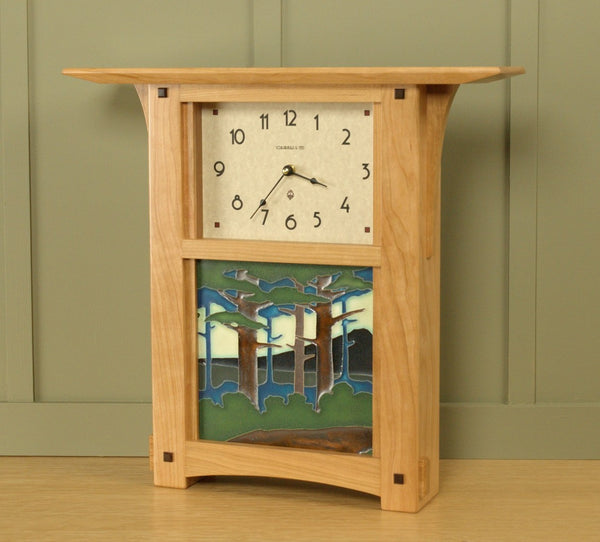 Schlabaugh & Sons - Wall & Mantel Clock w/ 8"x8" Tile (Cherry)