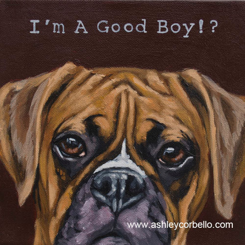 Corbello - Canvas Print on Wood - "I'm a Good Boy?!" - 6 x 6