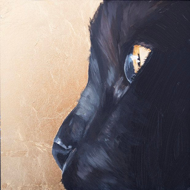 Ashley Corbello - 6"x6" Canvas Print on Woodblock - 'Black Cat' #82