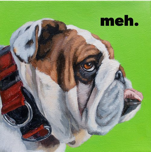 Ashley Corbello - 6"x6" Canvas Print on Woodblock - 'Meh' #83
