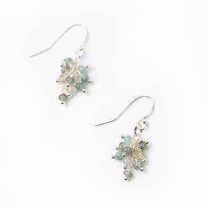 Vaughan - Ripple Collection - Earrings - Green Moss Silver Cluster #Rip024E