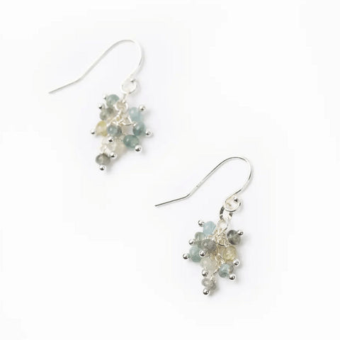 Vaughan - Ripple Collection - Earrings - Green Moss Silver Cluster #Rip024E