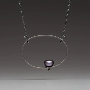 Nichole Collins - Necklace - Strip Wire Oval w/ Pearl #P815
