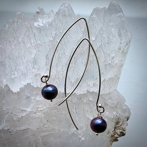 Nichole Collins - Earrings - Wire w/ Purple Pearl Dangle #P828
