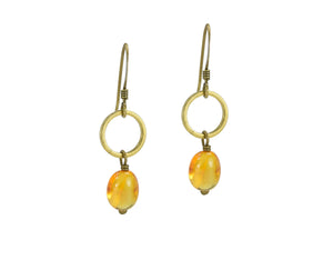 Edgy Petal - Earrings - Honey Baltic Amber Circle