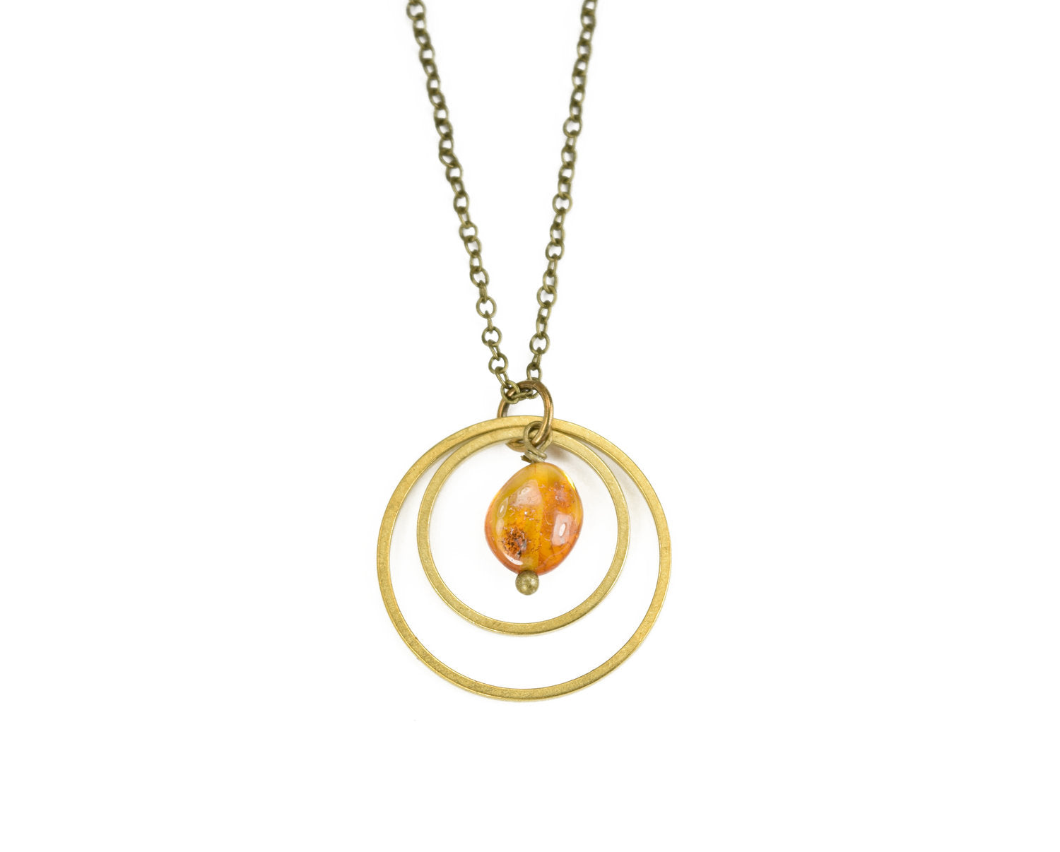 Edgy Petal - Necklace - Baltic Amber Double Circle