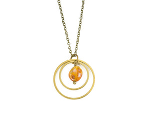 Edgy Petal - Necklace - Baltic Amber Double Circle