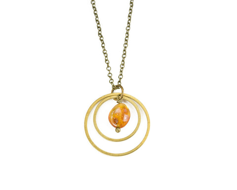 Edgy Petal - Necklace - Baltic Amber Double Circle