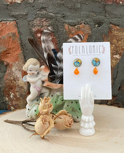 Folkloric Jewelry - Earrings - Dulcet Solo Studs (Florentine Fruits) #E-D1S-FF-Carn