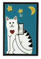 All Fired Up - Single Switchplate - "Folk Art Cat" #AG179S