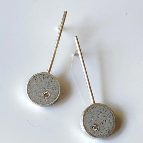 Jennifer Lippman Bruno Design - Earrings - Effortless Wire Drop Circle - Grey - Two Three Point Diamond