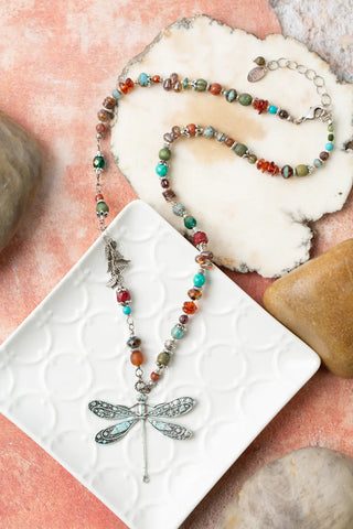Vaughan Lakeside Collection - Necklace - Jasper/Turquoise/Patina Dragonfly Focal #Lksd002-2N