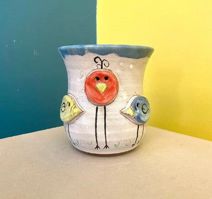 Mudworks Pottery - Mug - Peep with Blue Sponge