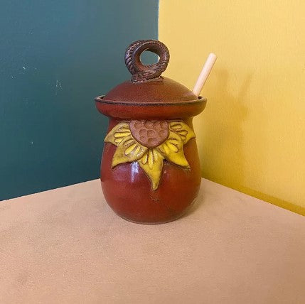 Mudworks Pottery - Honey Pot - Sunflower