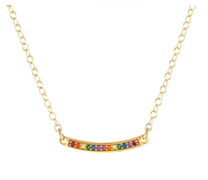 Kris Nations - Necklace - Rainbow Crystal Charm Bar (18K Gold Vermeil) #N836-G-RAIN