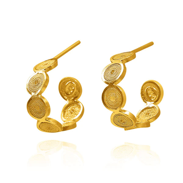 Olmox Filigree Jewelry - Earrings - Small Emeline Hoops (Gold) #40