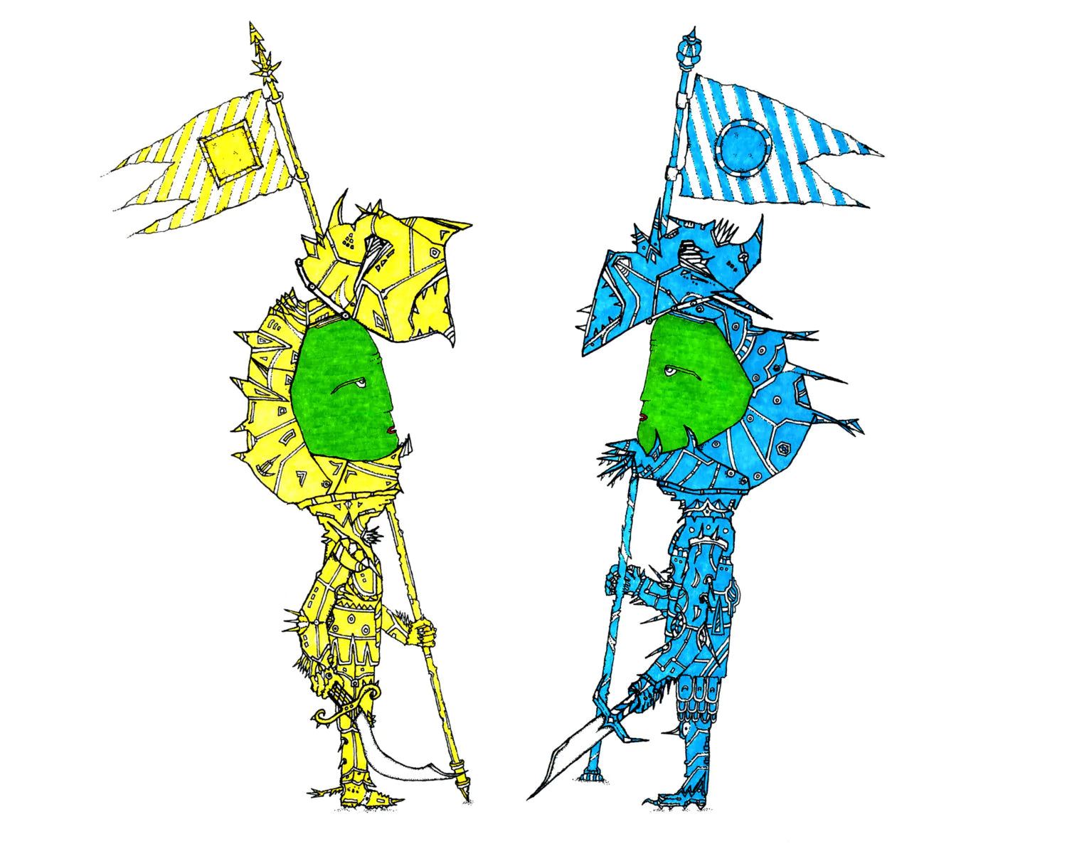 Seth Pitt - 5" x 7" Print - 'General Blue and General Yellow Finally Meet' #S69