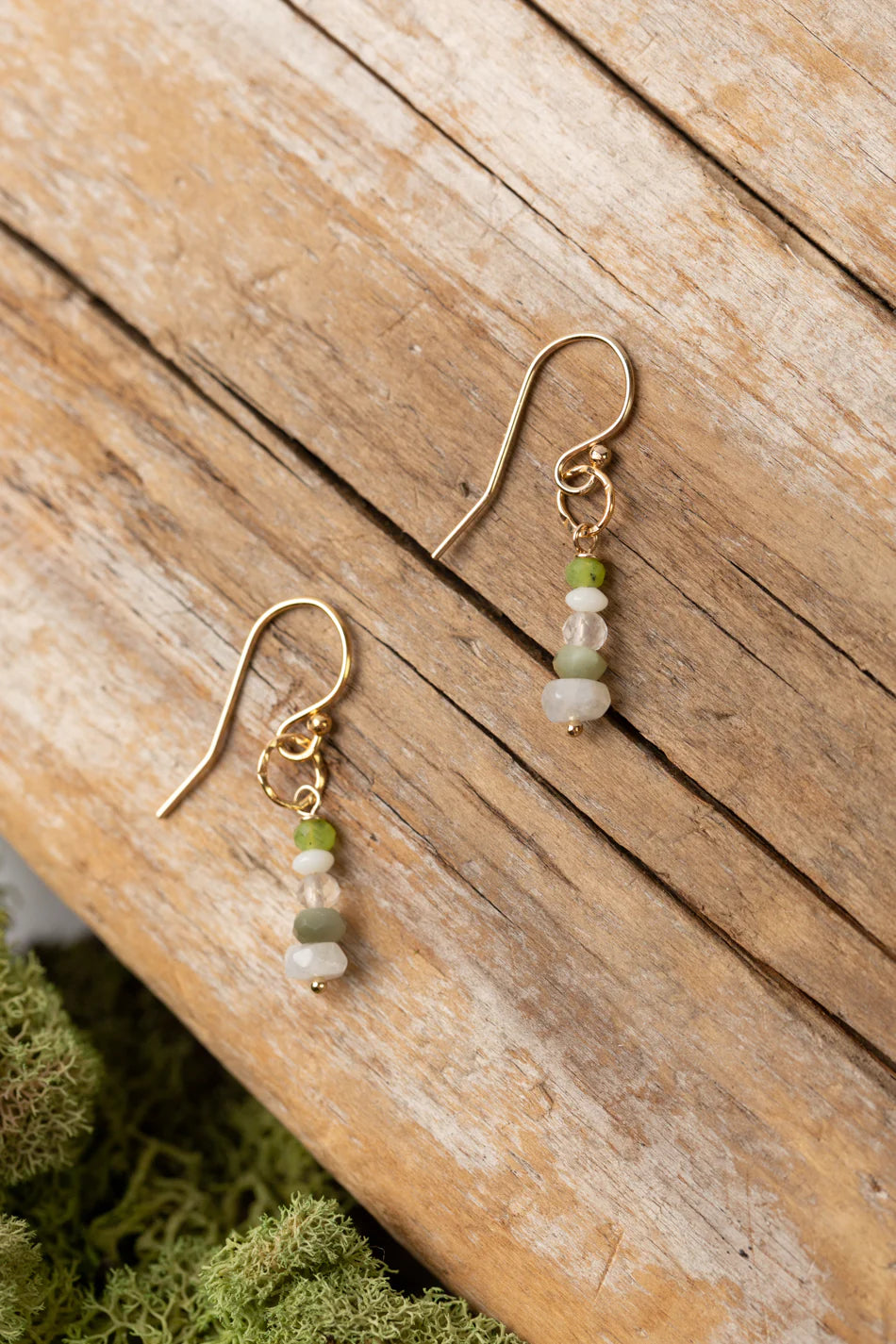 Vaughan - Purity Collection - Earrings - Quartz/Moonstone/Jade Simple #Pur026E