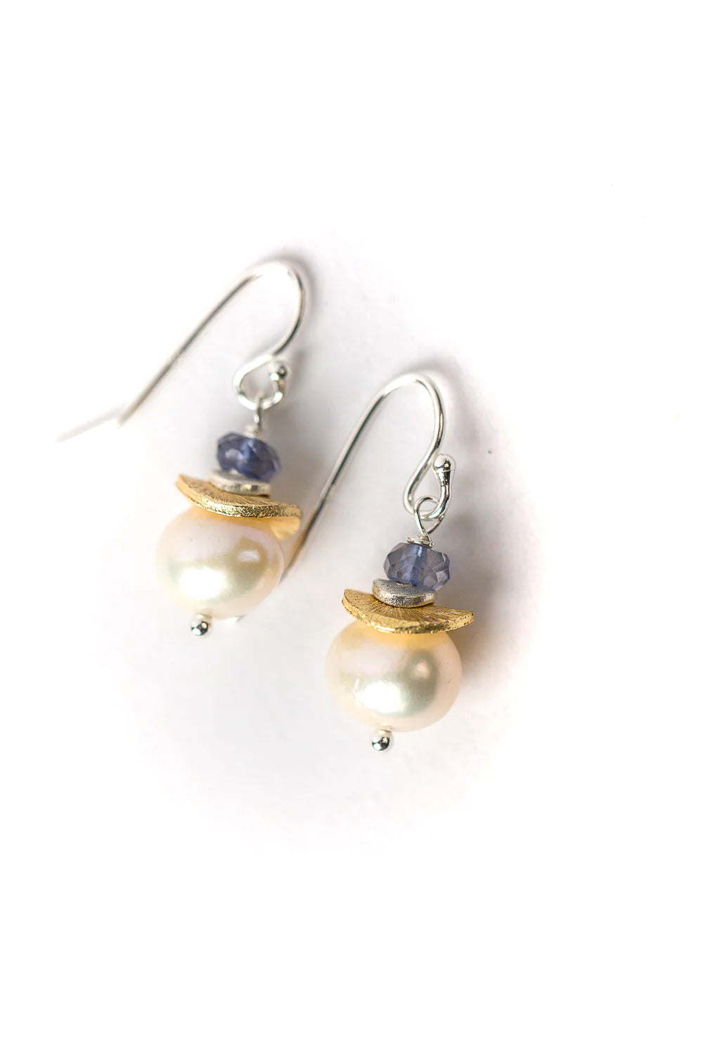 Vaughan - Seaside Collection - Earrings - Simple Pearl/Iolite Dangle #Sea018E