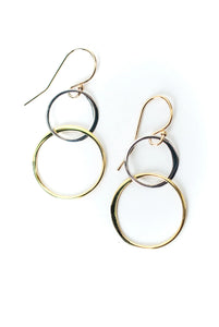 Vaughan - Seaside Collection - Earrings - Double Silver & Gold Hoops #Sea036E