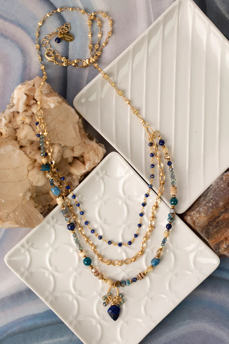 Vaughan - Starry Night Collection - Necklace - Lapis/Apatite Multistrand #Stry002N
