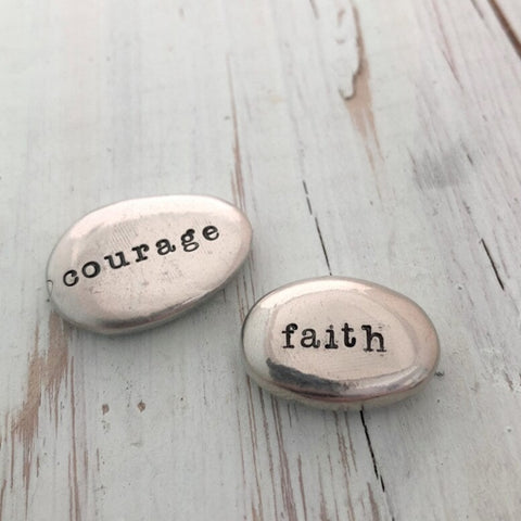 Duris - Hand-stamped Pewter Pebbles w/ Quotes