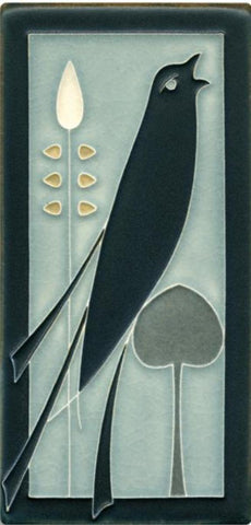 Motawi Tileworks - Tile - 4 x 8 - Songbird Facing Right - Grey Blue