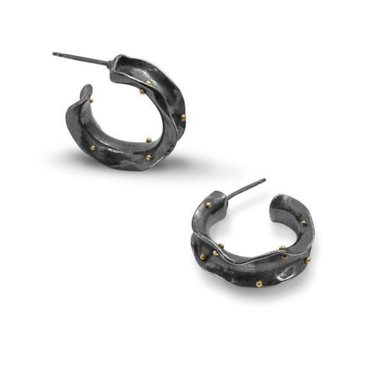 Nichole Collins - Fold Formed Hoop Earrings with 18k Gold Rivets