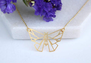 A Tea Leaf - Necklace - Butterfly Geometric - Brass - 16-18"