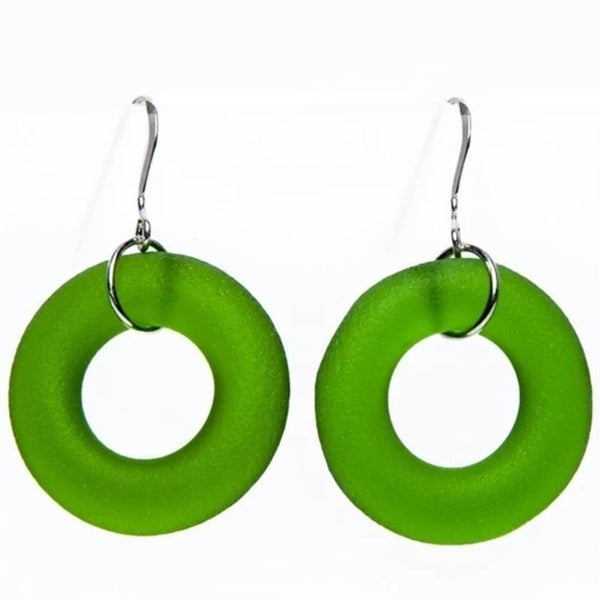 Smart Glass Recycled Jewelry - Earring - Seaglass Style Simple - Assorted Colors - (S1001)