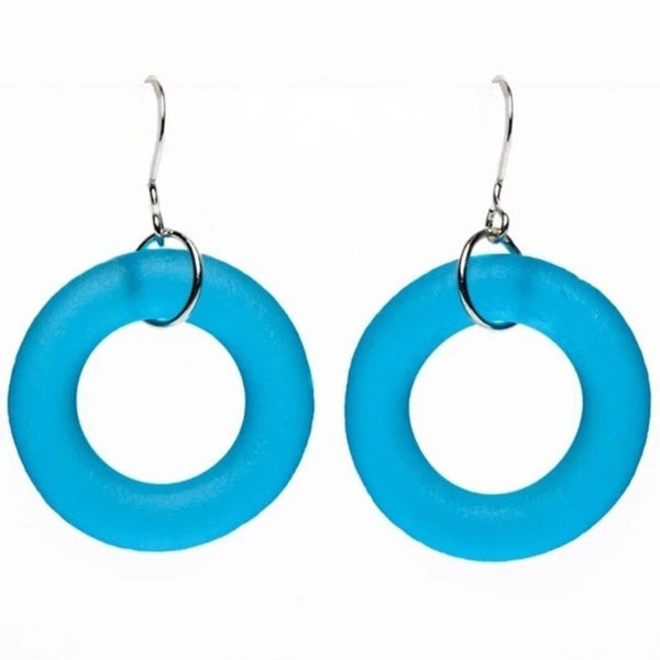 Smart Glass Recycled Jewelry - Earring - Seaglass Style Simple - Assorted Colors - (S1001)