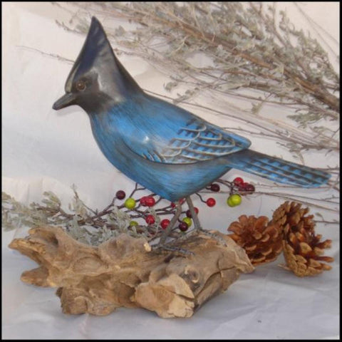 Blue Frogs - Bird Sculpture (Steller's Jay)