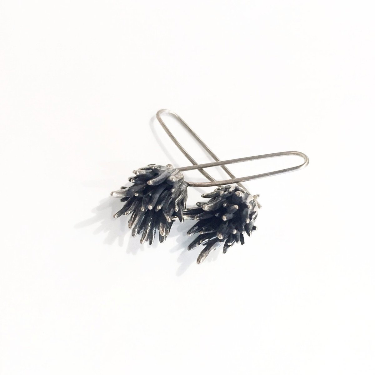 Chee-Me-No - Earrings - Seagrass Dangles - Oxidized Sterling Silver