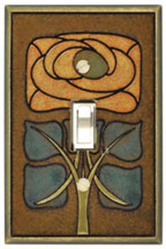 All Fired Up - Single Switchplate - "Art Nouveau Flower"