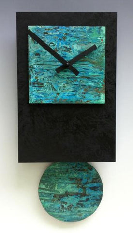 Lacouette - Clock - Black Tie Pendulum Clock - Verdigris Copper - 17 x 8 x 2